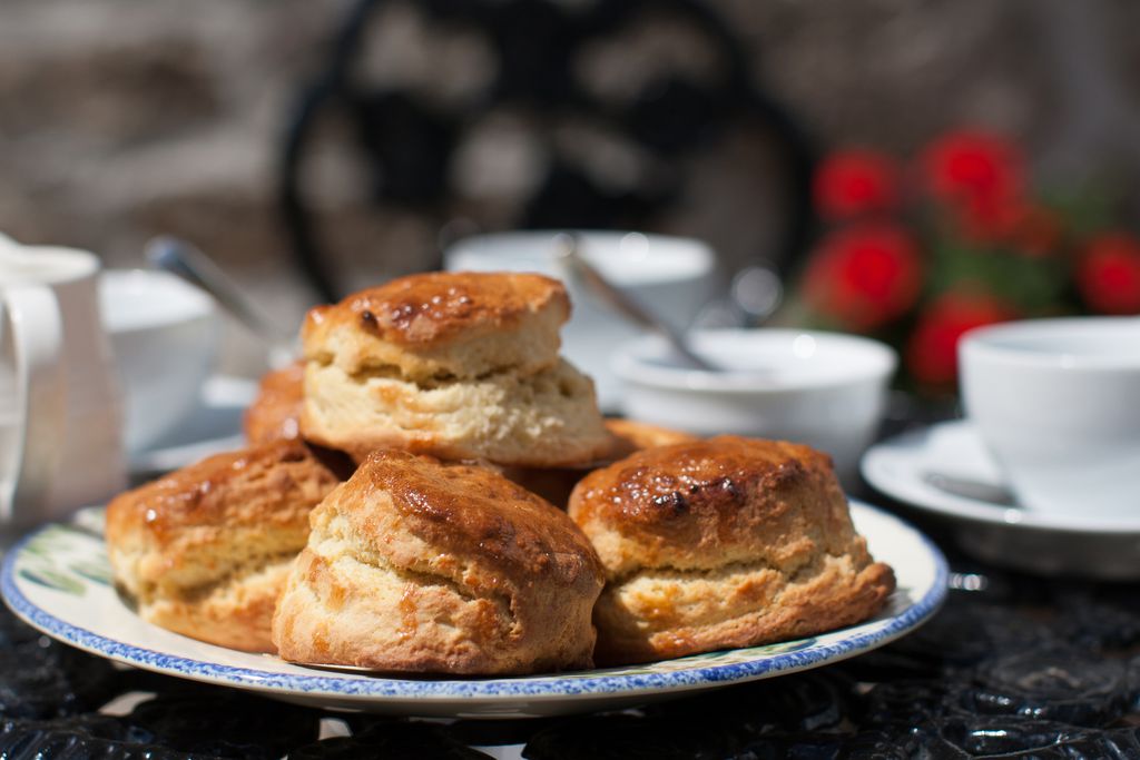 Lovely afternoon tea served outside in the sun