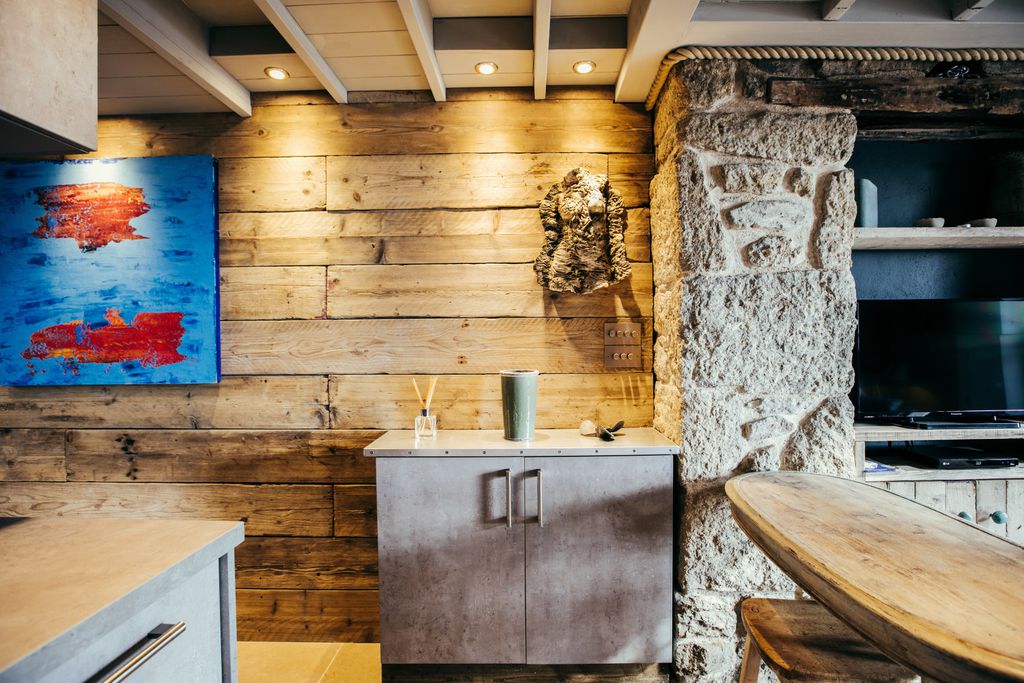 Wooden walls with art at Harbour Moon