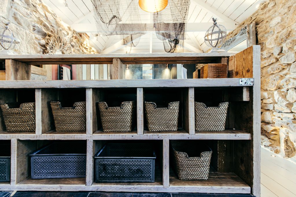 Shelves filled with baskets Harbour Moon