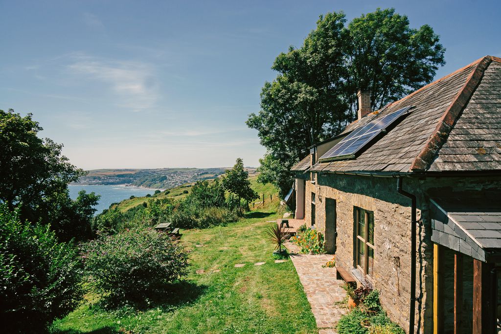 Exterior of The Old Coach House at Windsworth in Cornwall, looking out to sea