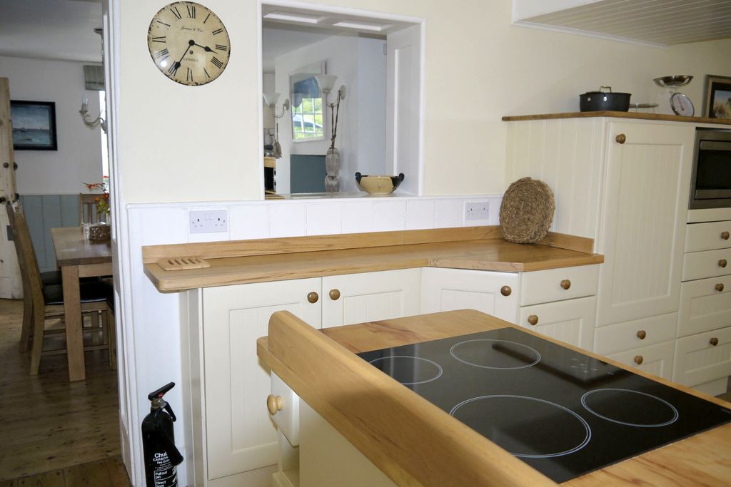Modern kitchen leading onto the dining room