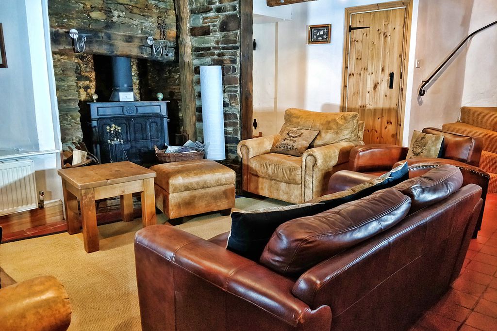 Living room with wood burner