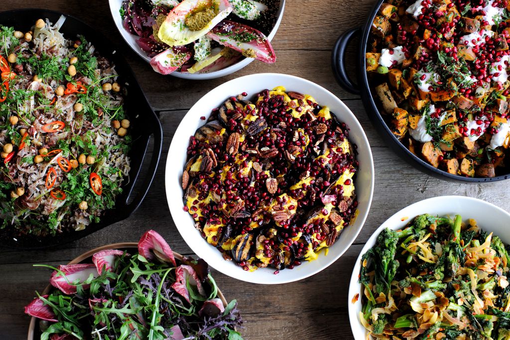 Delicious dishes of food