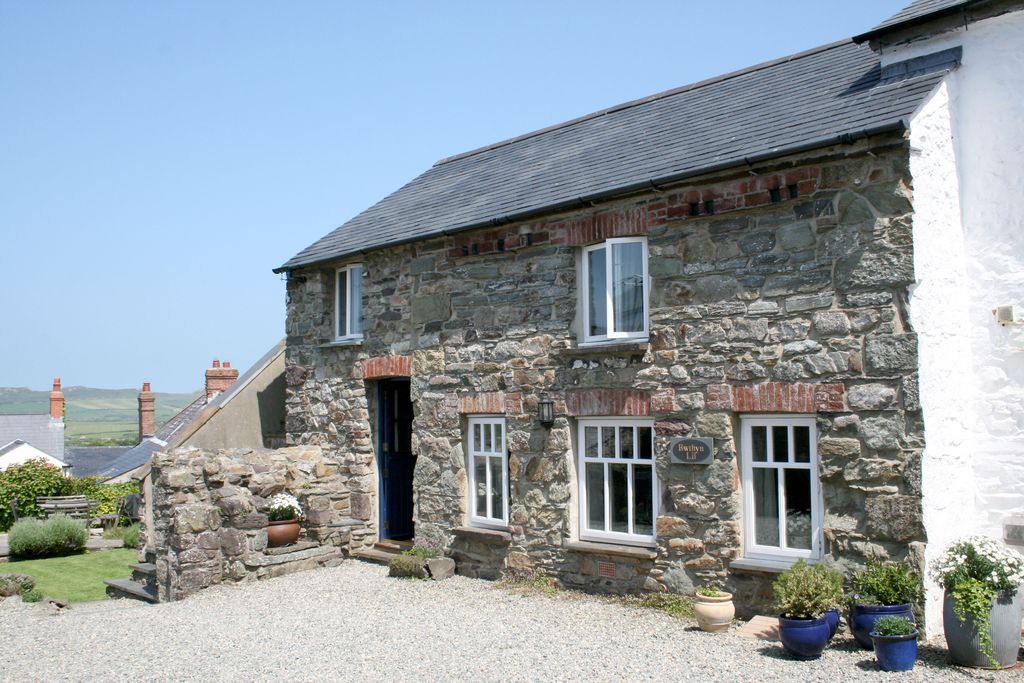 Stone exterior of Bwthyn Lil cottage in St David's, Pembrokeshire