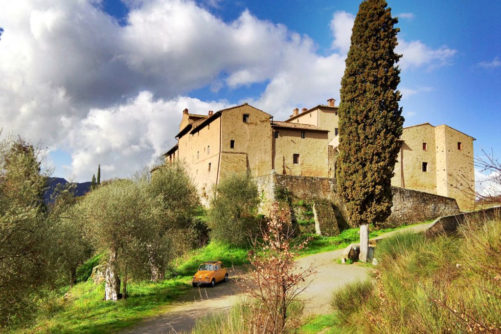 Castello di Potentino castle in a strolling distance from the village of Seggiano in Tuscany, Italy 