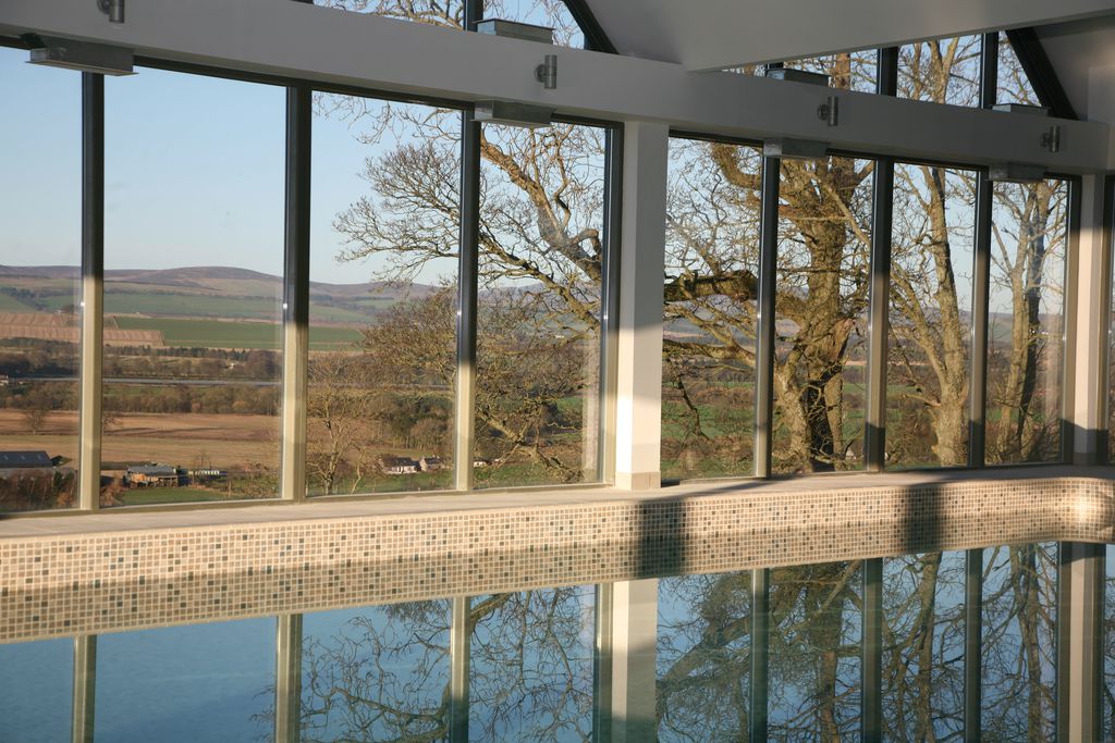 View from the pool onto the Scottish hills