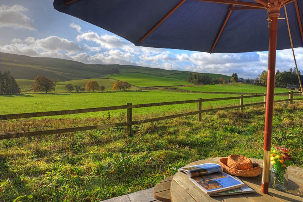 Views from the outside seating area onto the surrounding countryside