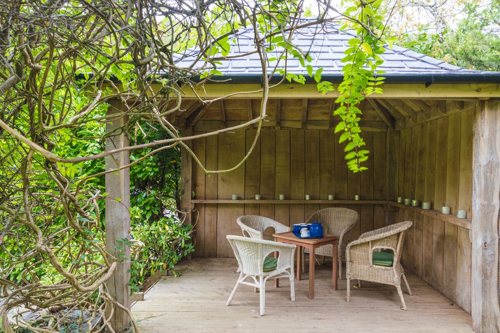 Covered seating area in the garden