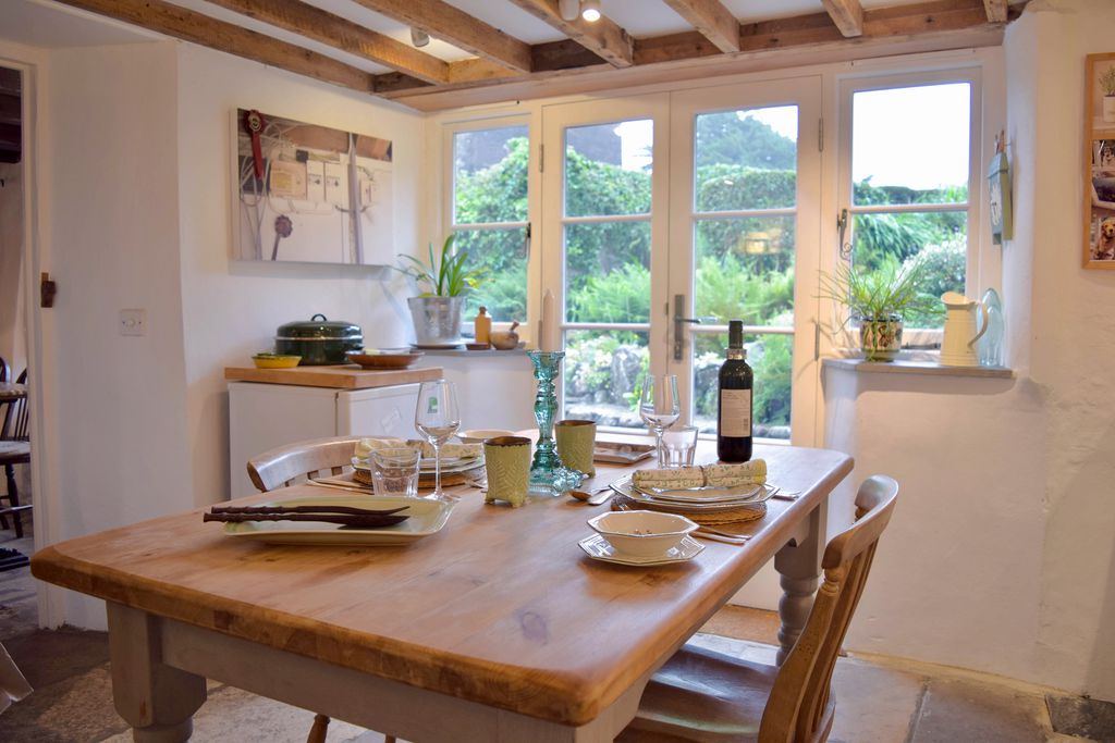 Dining room with double doors leading onto the garden