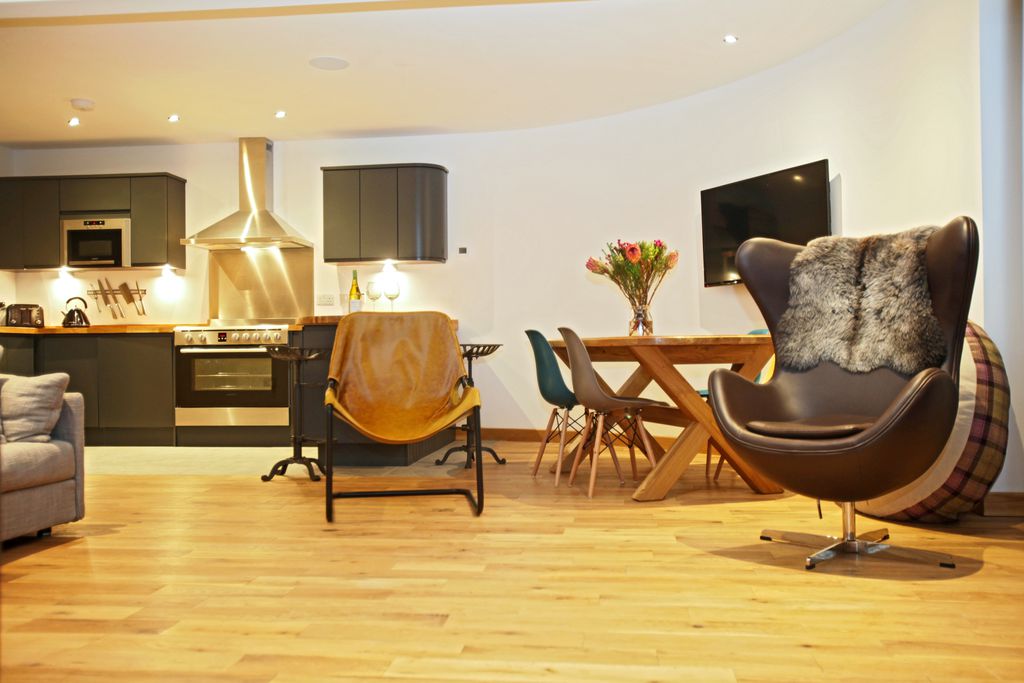 Stylish kitchen with dining table area