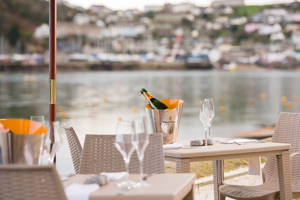 Views from the terrace at The Old Quay House Hotel in Cornwall