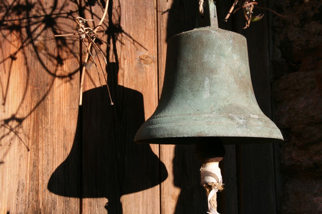 Close up of a bell outside