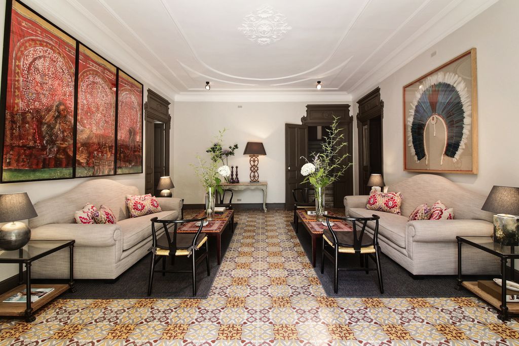 Grand living room in the 18th century house, Le Mas de Graveson in France