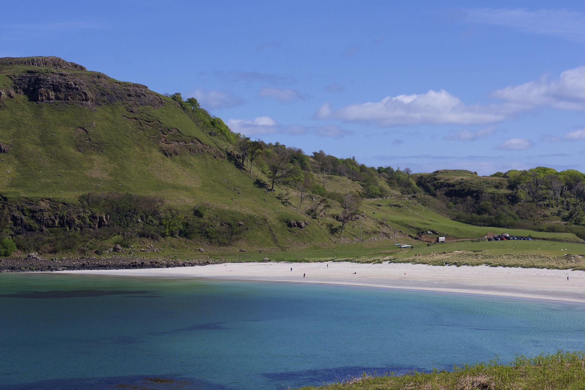 Clear waters and white sand on a Scottish beach