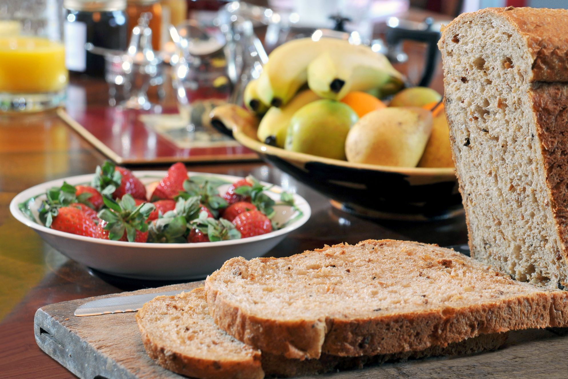 Table laid for breakfast