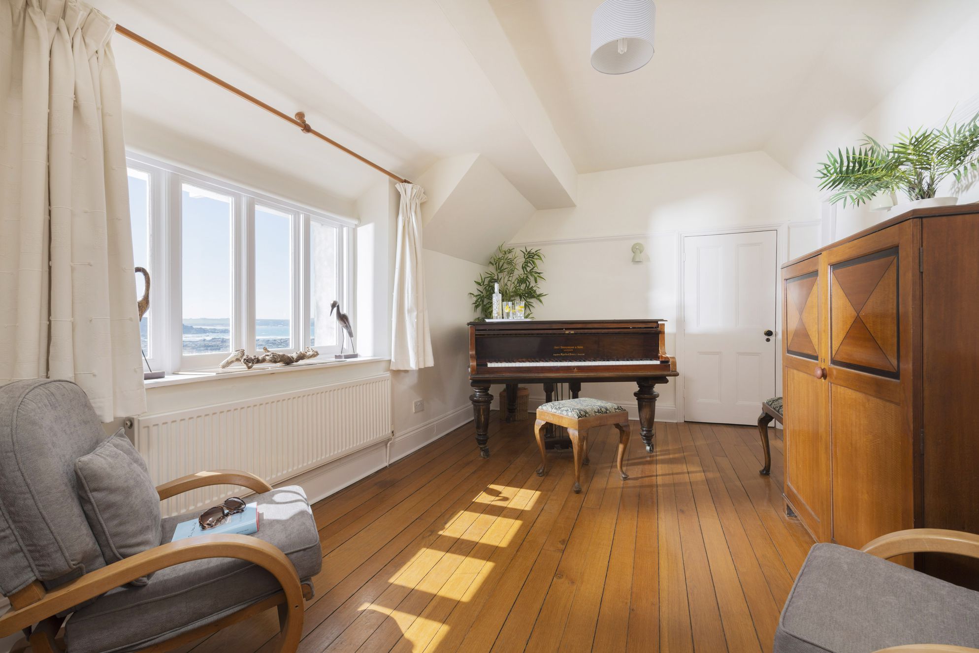 Music room at Pentonwarra in Cornwall