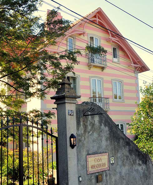 The candy-striped exterior of Casa Miradouro